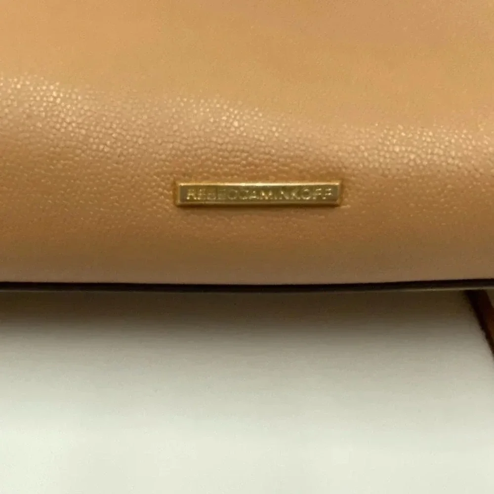 Rebecca Minkoff Tote Bag‎ Womens Tan Leather Zip Sides Shoulder Purse Handbag